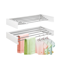 Lavinia – Support mural rétractable moderne et durable en acier inoxydable noir, pliable à trois niveaux, multifonctionnel pour cuisine et vêtements