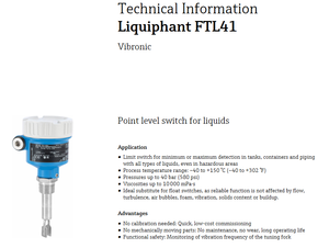 สวิตช์วัดระดับแบบส้อมสแตนเลส Endress+Hauser รุ่น FTL ความแม่นยำ 0.2% รุ่น FTL41-BBA8ABFAA1AJA1VCJ - Product Image 3