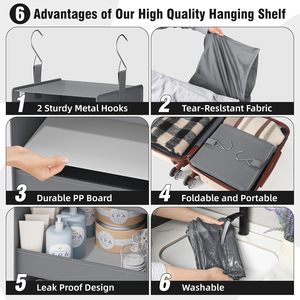 4-<b>Shelf</b> Hanging Organizer 33x15x85cm Foldable Fabric Closet Storage For Bedroom Clothing - Product Image 4
