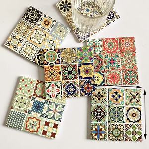 Sous-verre en liège antidérapant et isolant thermique, avec motif en relief 3D et estampage à chaud, en céramique de luxe style Bohème, de haute qualité esthétique - Product Image 4