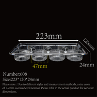 Boîtes d'emballage transparentes en plastique pour pâtisseries, biscuits, gâteaux, desserts, divisées en 8 petites compartiments