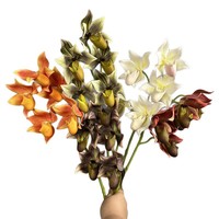 PPS Grosir 5 Tangkai Anggrek Lady Slipper Bunga Artificial 64cm Anggrek Lady Slipper Realistis untuk Dekorasi Meja Rumah