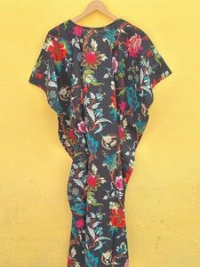 Caftán Indio de Algodón con Estampado Floral para Mujer, Túnica de Playa, Ropa de Verano, Vestido Maxi Tradicional de Algodón, Vestido Cómodo para la Noche, Ropa de Fiesta - Product Image 5