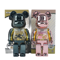 Statue d'art moderne en argent, grande taille, modèle Bearbrick, sculpture en fibre de verre, résine, Bearbrick 1000%