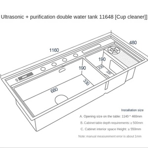 Évier de cuisine multifonctionnel en acier inoxydable 3 en 1, noir, double bac, sous plan, lavage ultrasonique des fruits, légumes et fruits de mer - Product Image 5