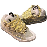 Sneakers de luxe Lanvim originales de haute qualité, à lacets, en PU, avec empeigne souple en patchwork, rehaussantes, antidérapantes et confortables