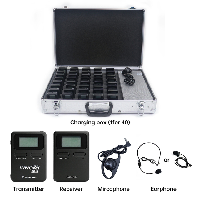 1300MAH 20-24 Hours Audio Guide Wireless Tour Guide System with 200m Range for Travel Church Tour Guide and Conforence System