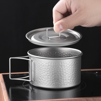 Bol pliant en titane pur à 99,9 %, boîte à lunch ultralégère, portable, pour le camping en plein air, vaisselle minimaliste