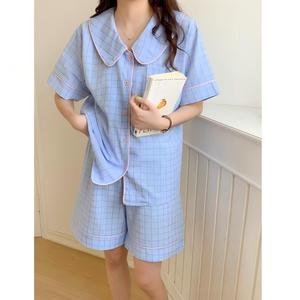 Pijama a Rayas con Cuello de Muñeca y Bloques de Color, Nuevo Estilo Verano 2025 para Mujer, Conjunto de Pantalones Cortos de Manga Corta Dulce y Sencillo, Ropa de Estar por Casa - Product Image 6