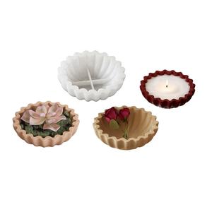 Nouveauté facile à Grain fin 3D vague bol forme bricolage Silicone béton résine plâtre pot Pot Vase moule - Product Image 1