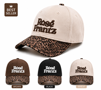 OEM/ODM Amerikaanse brede luipaardprint grote pet kleine hoed met geborduurde gezichtsletters retro sportieve baseballcap gouden koperen gesp