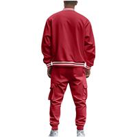 Ensemble survêtement surdimensionné personnalisé, veste bomber à boutons et pantalon de survêtement cargo, streetwear, survêtement pour homme