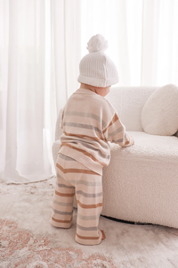 Ensembles de vêtements pour enfants 100% coton tricoté, combinaison chaude à manches longues à fleurs avec étiquette - Product Image 4