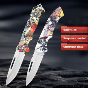 Hongrui cuchillo personalizado 3D impreso al aire libre Camping supervivencia todo mango de acero cuchillo plegable sin cerradura bolsillo caza cuchillos plegables - Product Image 4