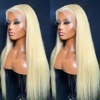 Vente en gros 13x4 pleine dentelle vague de corps avant perruque blonde couleur transparente dentelle frontale perruque haute densité sans colle 613 perruque de cheveux humains