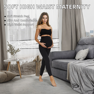 Leggings de maternité essentiels pour femmes, taille haute, ultra doux, extensibles, ajustement parfait pour le ventre, tricotés, respirants - Product Image 2