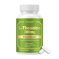 Rosebest Vente en Gros OEM Marque Privée 200mg Capsules Végétaliennes de L-théanine Pure – Complément pour la Concentration, la Relaxation et un Sommeil Profond