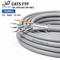 Cable de Red CAT5 FTP Blindado de 100MHz 23AWG, Cable Ethernet de Cobre Sólido con Aislamiento de PVC de 100Mbps para Redes de Oficina y Hogar
