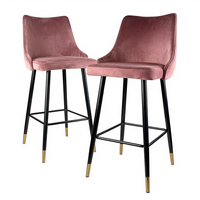 Tabouret de bar en velours scandinave de luxe, base en métal avec coussin de siège, tabourets de bar personnalisés pour la maison, le commerce et les restaurants