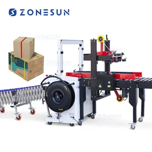 ZONESUN ZS-FK5050C Automatic Adhesive Tape Carton Box Sealing PP Belts Strapping Packaging Machine