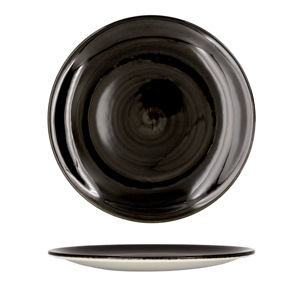 Piatto Piano Rustico a Spirale 28cm in Ceramica Nera per Servizio da Tavola - Product Image 2