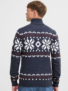 Custom Logo <strong>Men's</strong> <strong>Xmas</strong> Pullover Sweater Knit Jacquard <strong>Men</strong> 1/4 Zipper Christmas <strong>Jumper</strong> - Product Image 2
