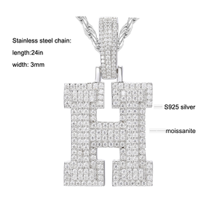 Personalizzazione lettera design ciondolo personalizzato <span class=keywords><strong>925</strong></span> <span class=keywords><strong>argento</strong></span> <span class=keywords><strong>e</strong></span> moissanite - Product Image 5