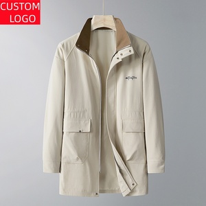 Cappotto <span class=keywords><strong>Trench</strong></span> Impermeabile <span class=keywords><strong>Lungo</strong></span> da <span class=keywords><strong>Uomo</strong></span> Taglie Forti con Risvolto a Revers e Chiusura Monopetto, Antivento - Product Image 3