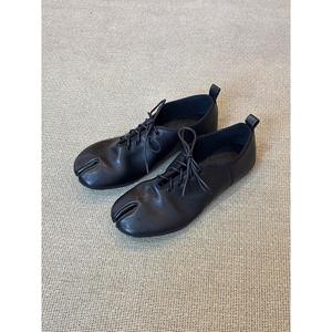 2026 French Style Sheepskin <b>Split</b> <b>Toe</b> <b>Shoes</b> for Women Lace-up Casual Leather <b>Shoes</b> Niche Literary Design Comfortable Flats - Product Image 1