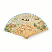 Großhandel Benutzerdefiniertes Logo Bedruckter Madrid Spanien Souvenir Handgefertigter Bambus-Fächer