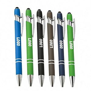 Bolígrafo Metálico Colorido con Logotipo Empresarial al por Mayor, Bolígrafo con Pantalla Táctil de Goma Suave para Regalo, Regalos Promocionales Personalizados - Product Image 1