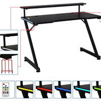 Table de jeu Mesa noire en forme de Z moderne Foshan meubles de bureau à domicile ordinateur portable en bois PC Racing RGB bureau d'ordinateur de jeu