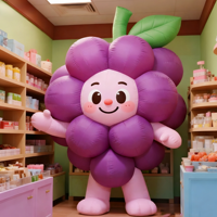 Ballon Mascotte Gonflable Imprimé UV Motif Raisins de Dessin Animé, Étanche et Durable, pour Décoration de Fêtes, Festivals, Fermes et Événements Extérieurs