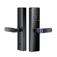 Serrure de porte intelligente 6-en-1 avec empreinte digitale, code, carte IC, application et compatibilité Tuya Cloud, multilingue, pour la sécurité domestique