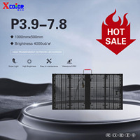 Уличный полноцветный прозрачный светодиодный дисплей P3.9-7.8, IP65, водонепроницаемый, 5500 кд, легкий, читаемый при солнечном свете, 1000x500 мм, для зданий