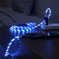 Câbles de chargeur Micro USB Type C 3-en-1 à charge rapide LED 2.4A pour Android et iPhone pour ordinateur et imprimante
