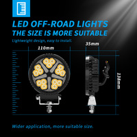 Luz de Trabajo LED Redonda para Automóvil Black Warrior de 4 Pulgadas, Foco DRL, Lámpara Auxiliar Todoterreno, 18W, 3600 Lúmenes