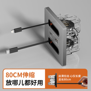 Prise murale en verre trempé de type 86 avec port USB, 1 prise AC, 1 USB-A, 1 USB-C, 220V pour maison, bureau, restaurant - Product Image 5