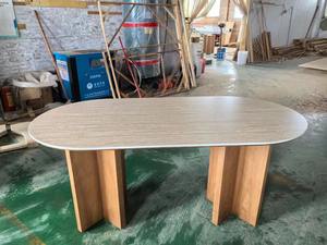 Mesa de comedor de madera maciza para el hogar, mesa de negociación de Península ovalada de oficina moderna, muebles para el hogar, juego de comedor - Product Image 5