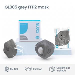 Mascarilla Respiratoria Plegable EN149 FFP2 con Válvula de <span class=keywords><strong>Exhalación</strong></span>, Clip para Oreja y Cuello, Gris GL005, Venta al Por Mayor - Product Image 1