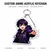 Porte-clés en acrylique Fille Anime Léger Durable Transparent Acrylique Découpé sur Mesure Chaîne Serpent Vente Directe Usine OEM