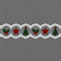 Fournitures de Noël pour la confection de bandeaux, ornements de nœuds et accessoires de couture pour vêtements, avec garniture en dentelle brodée double face motif sapin de Noël