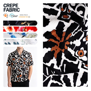 Tissu en crêpe polyester américain imprimé extensible sur mesure en gros pour vêtements de mode - Product Image 1
