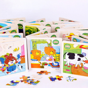 12 pezzi Multi stili Puzzle in legno libro animale cartone animato Jigsaw Toy <span class=keywords><strong>inglese</strong></span> prima educazione Jigsaw Puzzle per bambini regalo apprendimento - Product Image 2