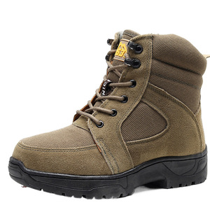 Bottes d'hiver pour hommes en cuir patchwork, antidérapantes, pour l'extérieur, à talon bas, doublées polaire, avec embout renforcé - Product Image 1