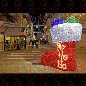 Nuove Decorazioni Natalizie Commerciali per Esterni, Grandi Motivi 3D a Forma di Stivale di Babbo Natale per Parchi, Chiese e Strade - Product Image 5