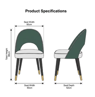 Chaise de salle à manger de luxe en velours avec dossier incurvé, style nordique, chaise de café rembourrée et confortable pour salon