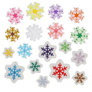 christmas holiday decorative iron on embroidered mini snowflake patch applique for clothes pants