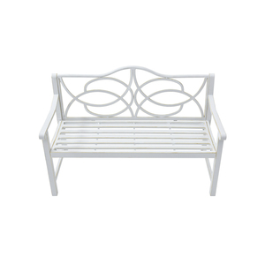 Banc de jardin extérieur en fer et acier avec dossier et accoudoirs, assise à lattes pour cour et véranda - Product Image 3