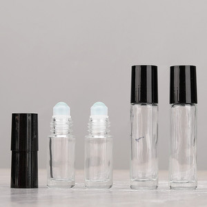 LingKa LK01 5ml 10ml Thicken Bottom Clear Glass Roll-On Bottle for Essential Oil & <b>Perfume</b> with Black & White Cap - Product Image 5